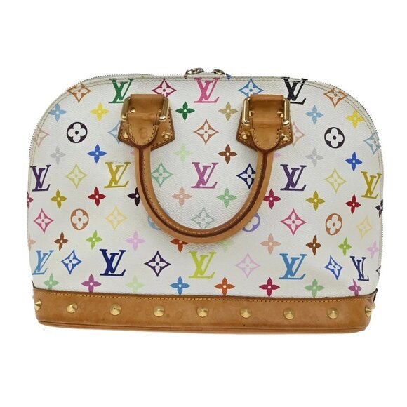 LOUIS VUITTON LV Logo Alma Hand Bag Monogram Multi Color White M92647 55EF967 - Picture 3 of 15